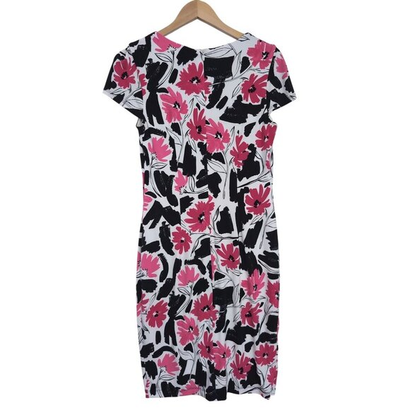 Joseph Ribkoff Sheath Dress Womens 8 Floral Short Sleeve Faux Wrap Career Event - Picture 4 of 11